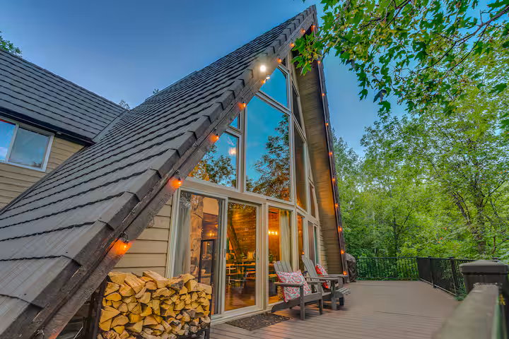 Woodsy Sundance cabin with sauna and fireplace for a Utah winter elopement