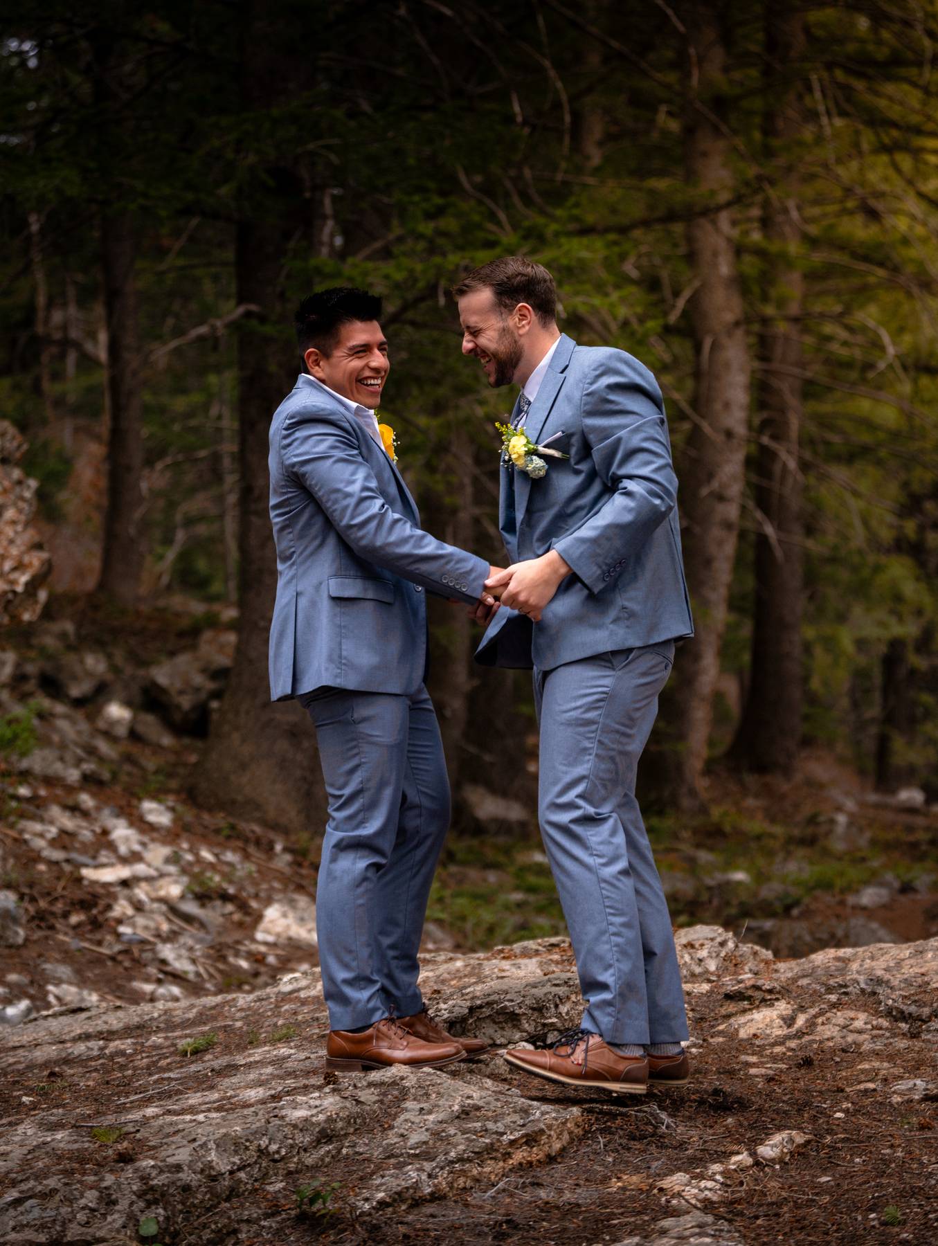 Queer couple eloping in spring Utah